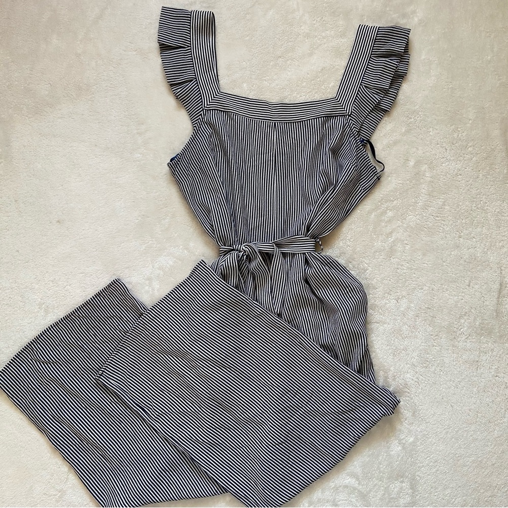 Monteau Striped Jumpsuit Size Large